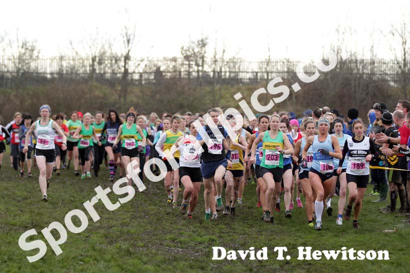 Senior womens start 2012 North East Championships, Summerhill Country Park, Hartlepool.